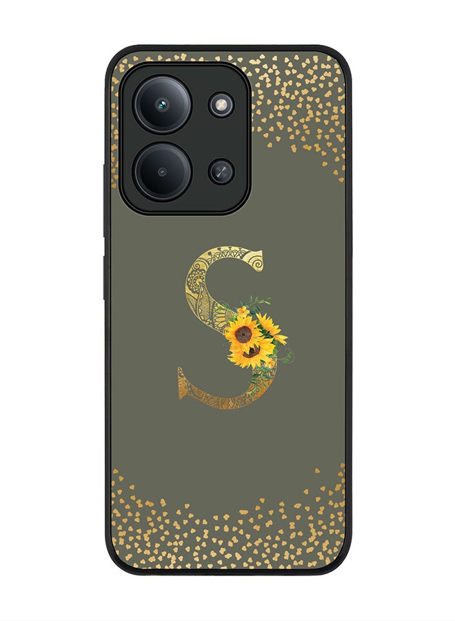 For Xiaomi Poco C85 4G Case,Slim fit Camera Protection, Shockproof Thin Phone cover  - Custom Floral Monogram - S  (Olive Green )
